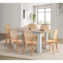 Doris 6 Seater White & Oak Rectangle Extendable Dining Table Set